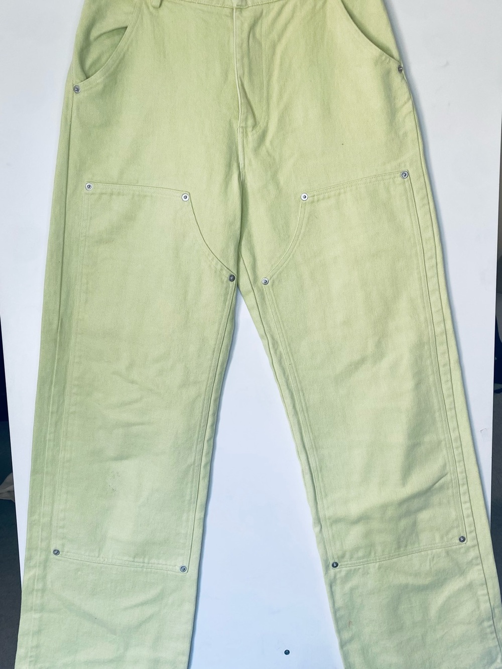 The Kript Lime Green Wide Leg Jeans Utility Gorpcore Indie Sleaze Y2K XS